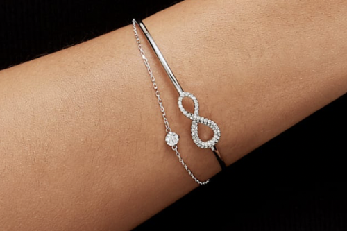 Swarovski Infinity bangle Infinity, White, Rhodium plated
