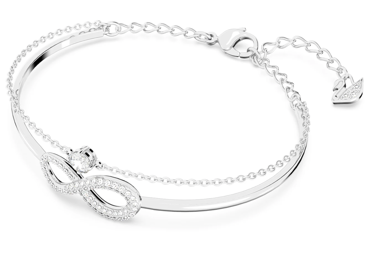 Swarovski Infinity bangle Infinity, White, Rhodium plated - Competition Fox