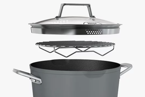 AUTO WIN - Ninja Foodi ZEROSTICK Forged Aluminium Non-Stick 8-in-1 PossiblePot, 27cm, Sea Salt Grey