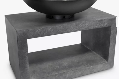 Ivyline Firepit Bowl and Rectangular Console Table, Grey/Black