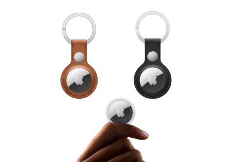 4 Apple AirTag Leather Key Ring and 4 AirTags
