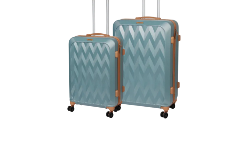 AUTO WIN - Sage Green and Tan Chevron Cabin and Medium Suitcase