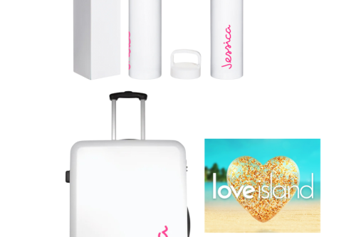 Official Love Island Hold Suitcase - Personalised & Official Love Island Insulated Water Bottle - Personalised