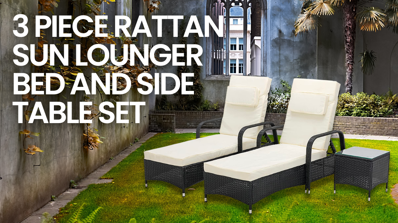 3 piece rattan sun deals lounger set