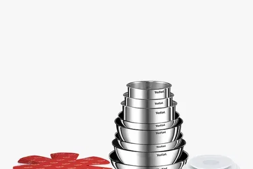 AUTO WIN-Tefal Ingenio Emotion Stainless Steel Pan, Lid & Utensil Set, 22 Piece