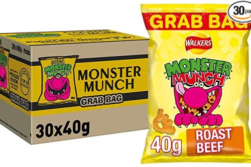 FOX GIVEAWAY-Walkers Crisps Monster Munch Roast Beef Snacks Box, 40 g (Pack of 30)
