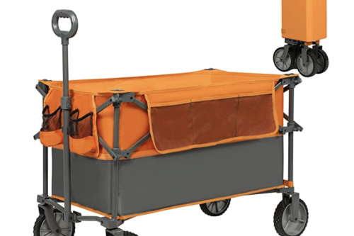 PORTAL Garden Trolley Folding Festival Beach Camping Larger Capacity Pull along Cart Collapsible Wagon with Wheels Heavy Duty Foldable Picnic Trailer Hand Truck