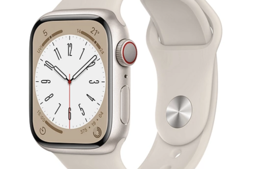 Apple Watch Series 8 GPS + Cellular, 41mm Starlight Aluminium Case with Starlight Sport Band - Regular