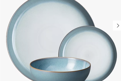 Denby Azure Haze Coupe Dinnerware Set, Blue, 12 Pieces