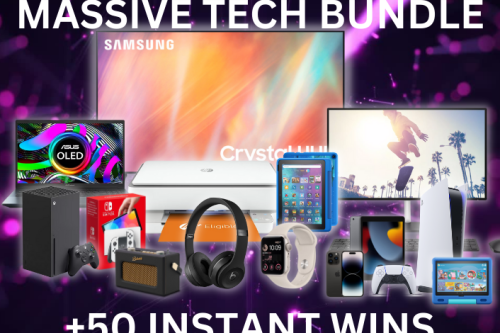 WIN A MASSIVE TECH BUNDLE JACKPOT +50  INSTANT TECH & CASH WINS UP FOR GRABS