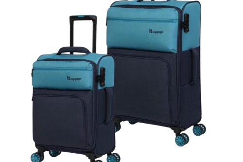 AUTO WIN - Duo-Tone Cabin Capri/Dress Blues 8 Wheel Suitcase & Duo-Tone Medium Capri/Dress Blues 8 Wheel Suitcase