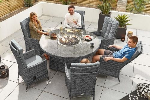 Ruxley 6 Seat Dining Set - 1.5m Round Firepit Table