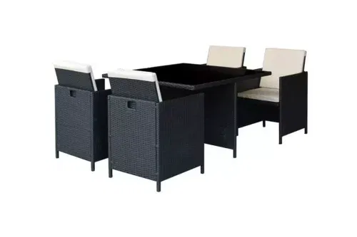 Home 4 Seater Ratan Effect Patio Set - Black - 26/04