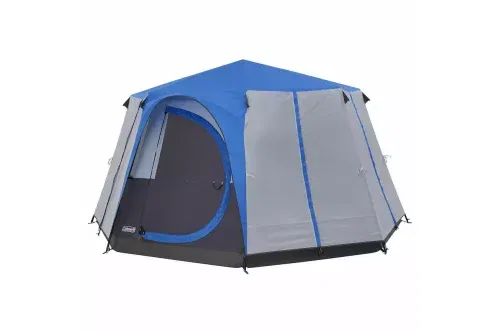 Coleman 8 Man 1 Room Octagon Dome Glamping Tent - Blue/White - 25/04