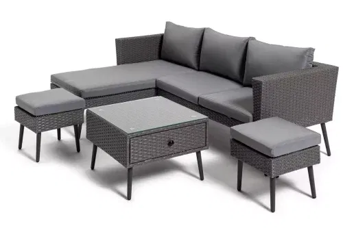 Habitat 5 Seater Rattan Effect Garden Corner Sofa Set - Grey