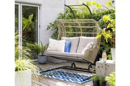 Habitat Malta Double Steel Garden Hanging Chair - Beige - 21/04