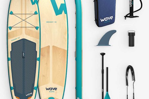 WAVE SPAS Woody SUP inflatable PVC paddleboard set 11ft