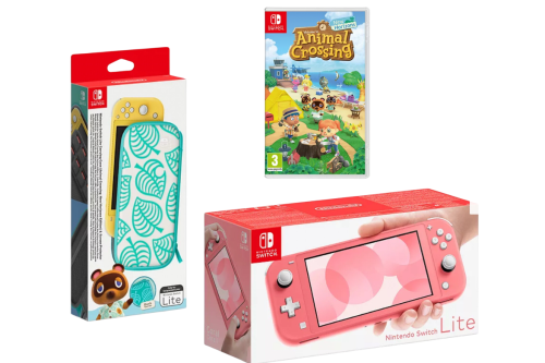 NINTENDO SWITCH CORAL ANIMAL CROSSING BUNDLE - 14/04