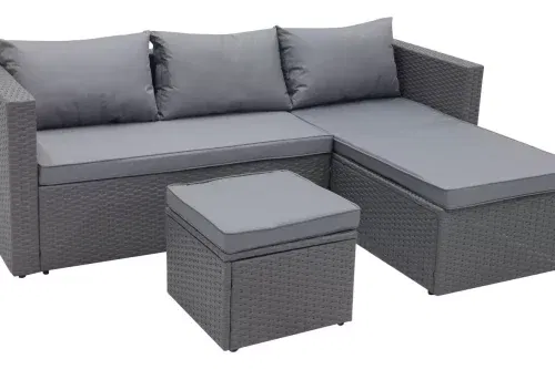 Habitat 4 Seater Rattan Effect Garden Sofa Set - Grey