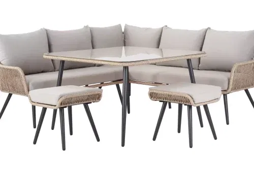 Habitat Malta 6 Seater Rattan Effect Garden Corner Sofa Set