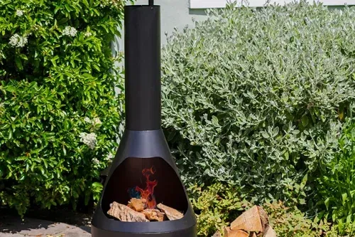 AUTO WIN-LG Outdoor Casa Mia Alto Chiminea Firepit, Matt Black