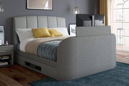 Kingsize Seoul Upholstered TV Bed Frame & MATTRESS- INC TV