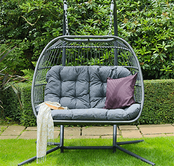 Eleanor Folding Double Hanging Egg Chair Cocoon in Grey - 02/06