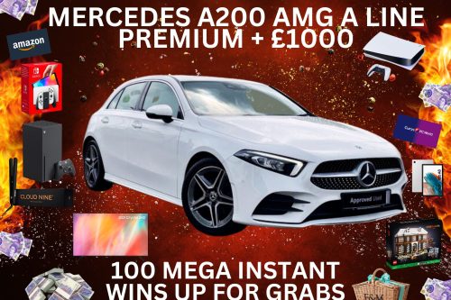 WIN A MERCEDES A200 AMG A LINE PREMIUM AND £1000 CASH JACKPOT PLUS 100 MEGA INSTANT WINS UP FOR GRABS