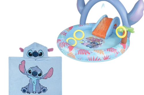 AUTO WIN - Disney Stitch Pool Play Centre & Disney Stitch Blue Poncho Towel