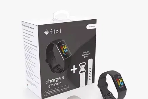 AUTO WIN-Fitbit Charge 5 Health and Fitness Tracker, Black, Gift Pack with Additional Lunar White Large Band