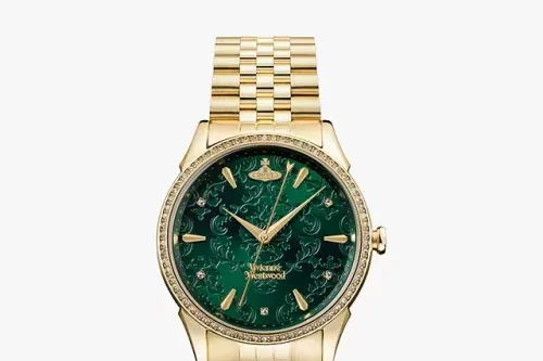 Vivienne Westwood Women's The Wallace Swarovski Crystal Bracelet Strap Watch, Gold/Green
