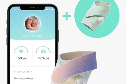 Owlet Smart Sock 3 Baby Monitor and Accessory Set, Mint/Rainbow - 06/07