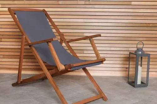 2 x Eucalyptus Grey Wooden Deck Chair - 15/06