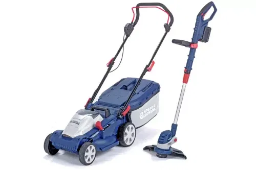 Spear & Jackson Cordless 34cm Lawnmower & 25cm Grass Trimmer - 07/07
