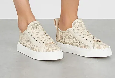 Chloe Lauren ivory lace sneakers