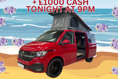 WIN A BRAND NEW VOLKSWAGEN CAMPERVAN + £1000 CASH -  PLUS 100 MEGA INSTANT WINS UP FOR GRABS