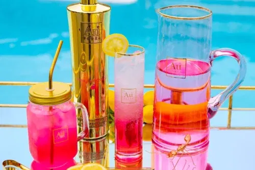 AU VODKA PINK LEMONADE 70CL & GLASSWARE TRIO