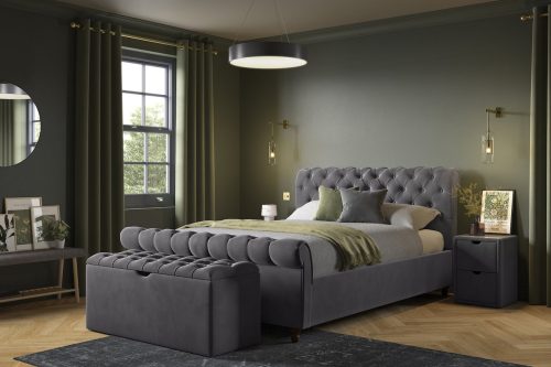 (KING SIZE)Penelope Upholstered Ottoman Bed Frame & Mattress (KING SIZE)