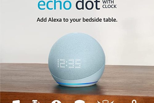 FOX GIVEAWAY-Echo Dot (5th generation, 2022 release) | Bigger vibrant sound Wi-Fi and Bluetooth smart speaker with clock and Alexa | Cloud Blue