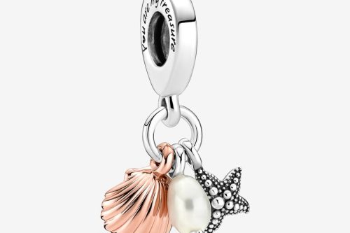 MORNING AUTO WIN -Pandora Treated Freshwater Cultured Pearl, Starfish & Shell Triple Dangle Charm - 01/08