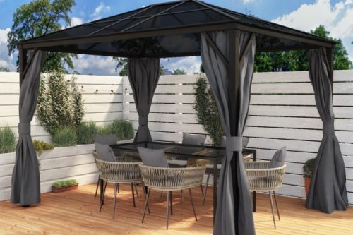 3x4m Grey Polycarbonate Roof Gazebo - Fortrose