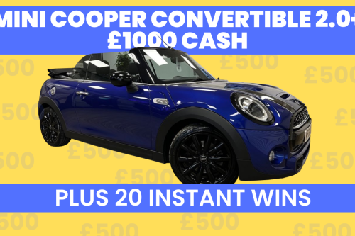 WIN MINI CONVERTIBLE 2.0 COOPER S 2d 190 BHP AND £1000 CASH + 20 INSTANT WINS UP FOR GRABS