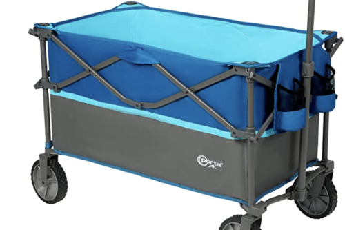 Pull along Cart Collapsible Wagon with Wheels Heavy Duty Foldable Picnic Trailer Hand Truck - 11/07
