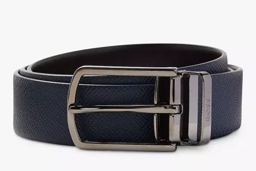 AUTO WIN - BOSS Ofis Leather Belt, Dark Blue - 03/09