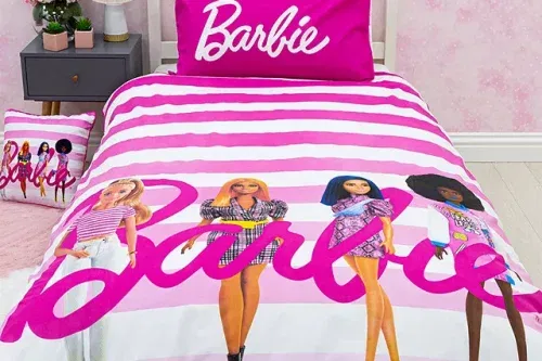 AUTO WIN-Barbie Reversible Duvet Cover and Pillowcase Set, Single Set