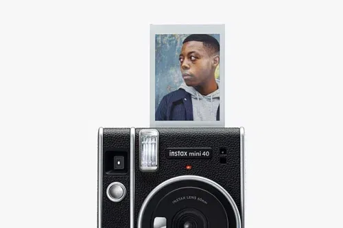 Fujifilm Instax Mini 40 Instant Camera with Built-In Flash & Hand Strap, Black