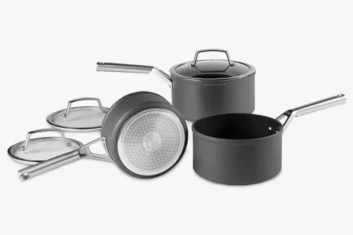 Ninja Foodi ZEROSTICK Hard Anodised Aluminium Non-Stick Saucepan Set, 3 Piece