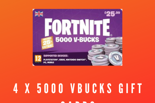 MIDDAY AUTO WIN - 4 X FORTNITE 5000 VBUCK POINTS GIFT CARDS - 18/08