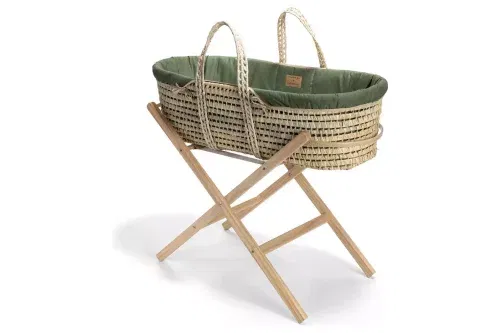 AUTO WIN - Clair De Lune Palm Moses Basket With Stand-Forest Green - 17/08