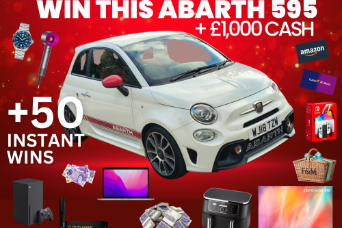 WIN A ABARTH 595 AND £1000 CASH JACKPOT PLUS 50 MEGA INSTANT WINS UP FOR GRABS